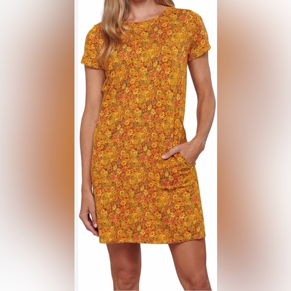 Toad&Co Yellow Orange Floral Mini Dress